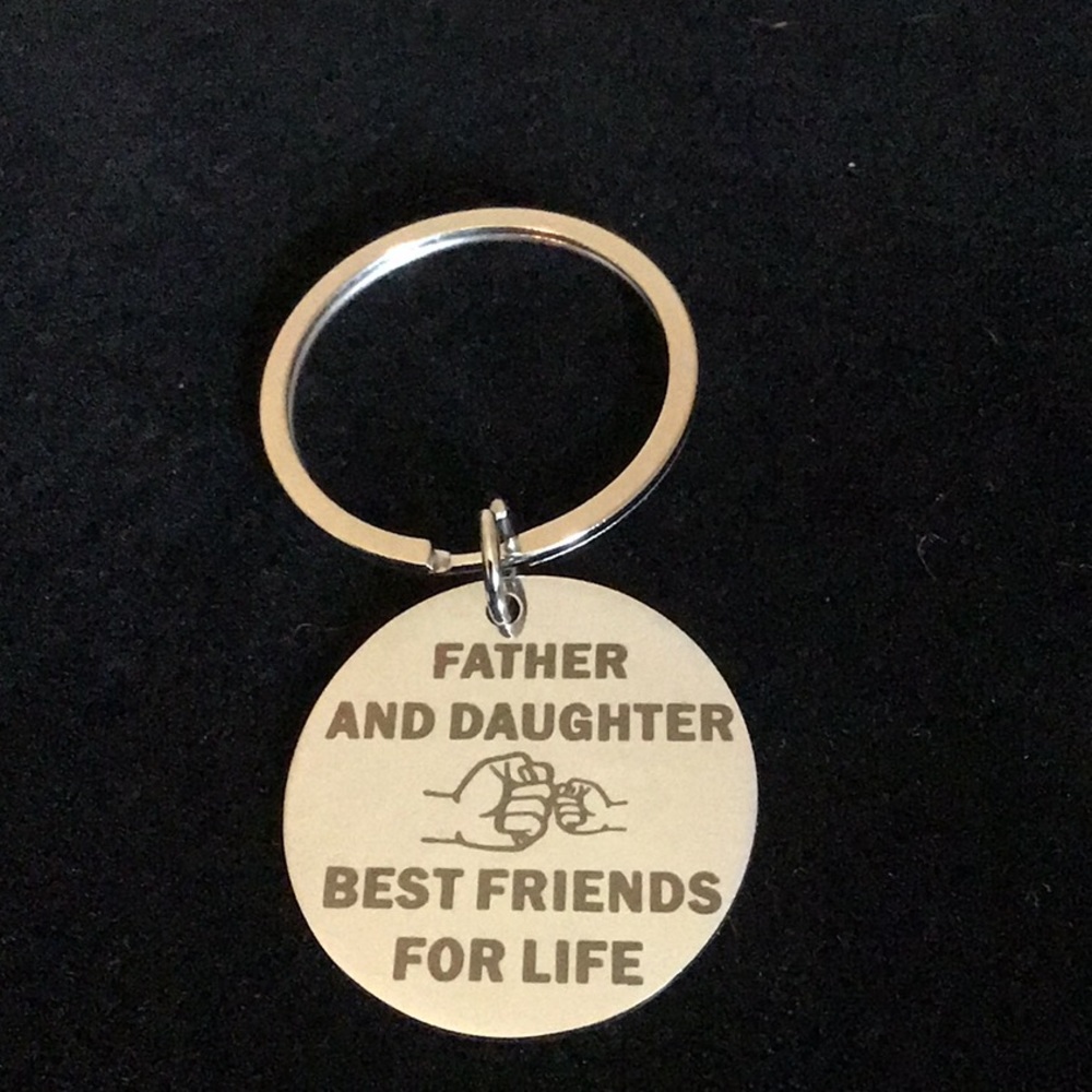 Father And Daughter Best Friends For Life Keychain New Stainless Steel